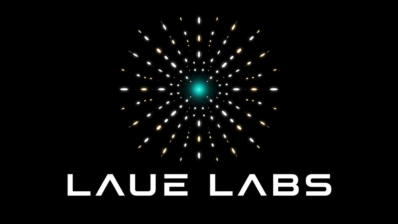 Laue Labs Diffraction logo — X-ray crystallography scatter pattern lockup